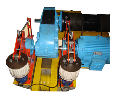 Dual thruster brakes FOR WINCH